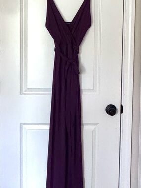 PrettyLittleThing Deep Plum Wrap Maxi Dress